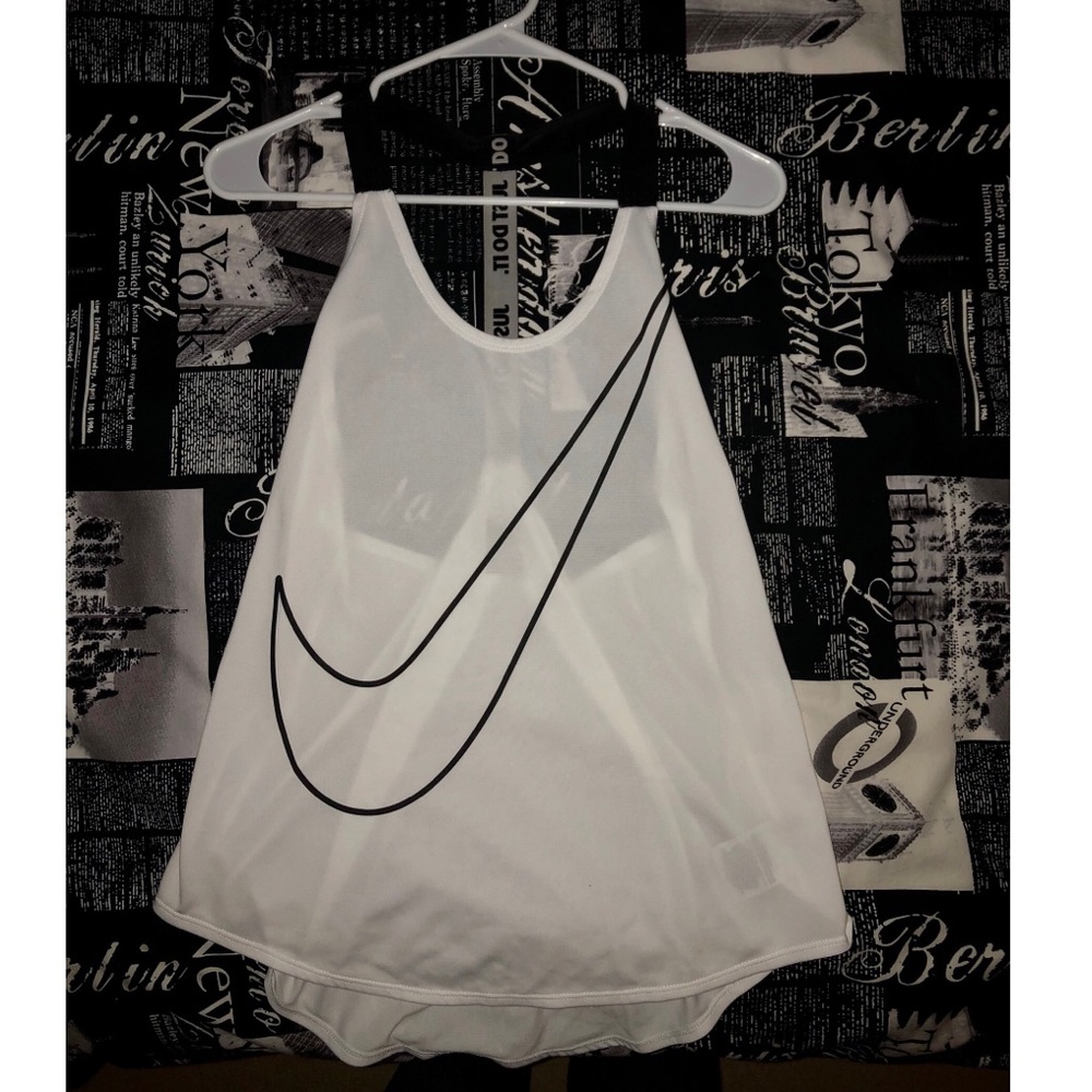 Nike DRI-FIT Low Racer Back Tank Top White Medium